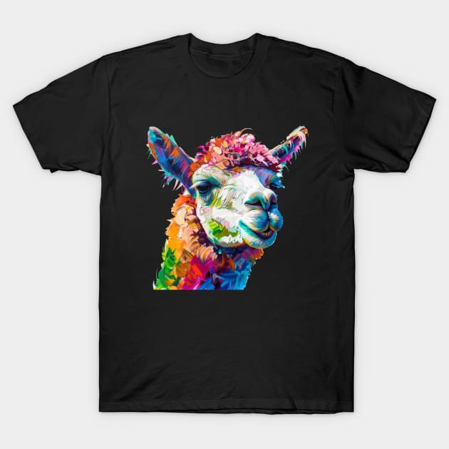 Alpaca Colorful Pop Art Design Animal Lover Gift Idea T-Shirt by karishmamakeia